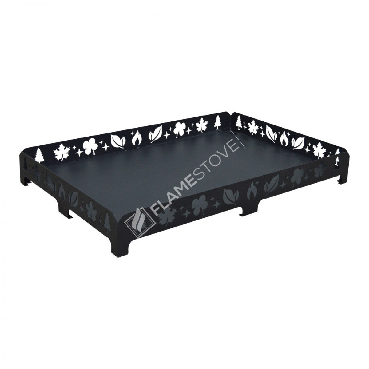 FRS-105Y Fire Stove Dayanıklı Lazer Kesim Yaprak Desenli 60x90 cm Çelik Soba Altlığı