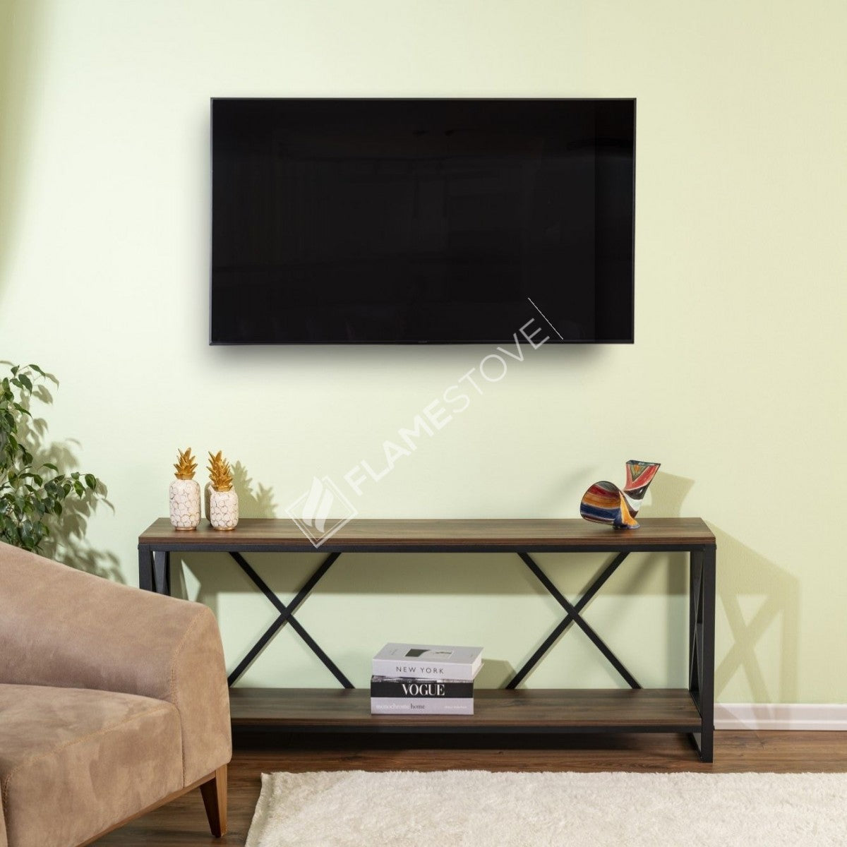 Çok Amaçlı Modern Kahve Rengi Konsol TV Ünitesi Şık Fonksiyonel Metal MDF