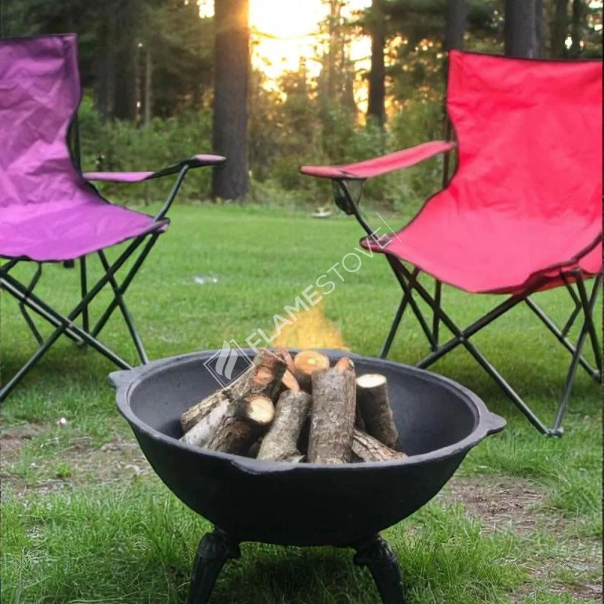 FRS-601 Fire Pit Döküm Ateş Çukuru: 65cm Çap, 10mm Kalın, Yüksek Isı Dayanımı