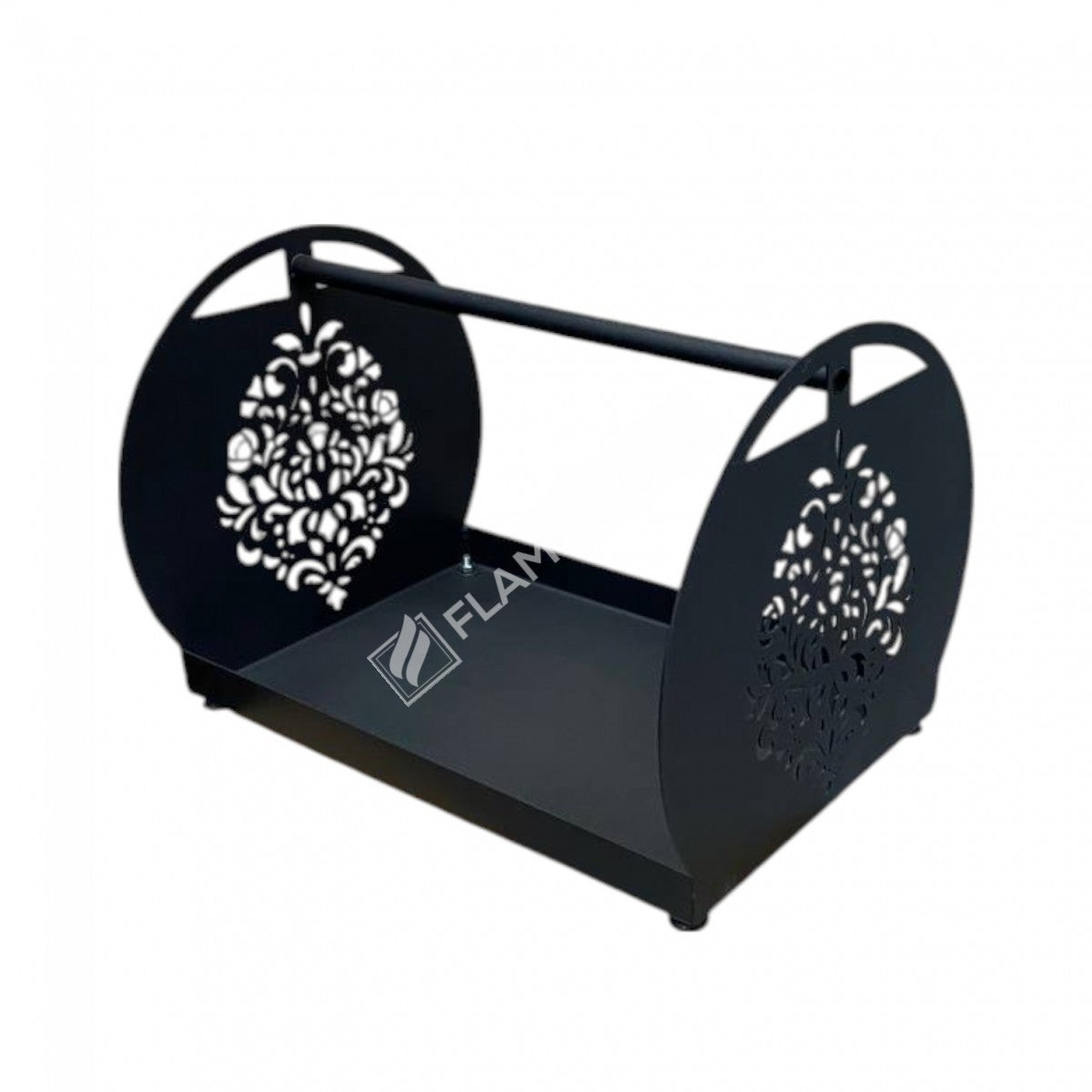 FRS-101B Fire Stove Şık Beşik Tasarım Metal Odunluk - Siyah Mat Şömine Odun Taşıyıcı
