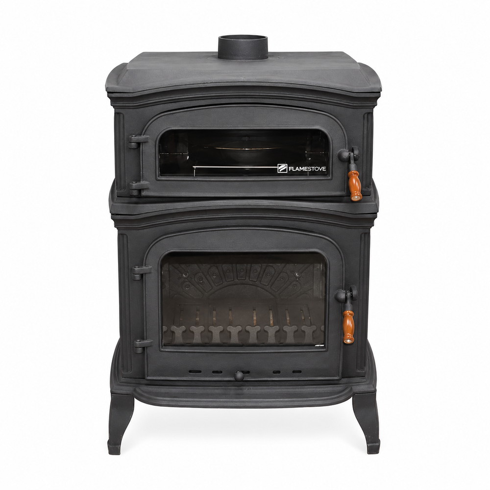 FRS-034 Fire Stove Döküm Soba Fırınlı, Çift Yanmalı, A Enerjili, Odun Kömür Sobası
