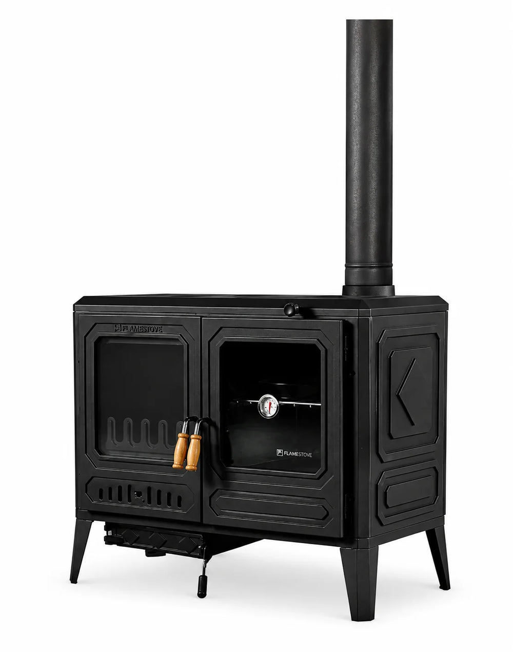 FRS-061 Fire Stove Troy Yatay Kuzineli Döküm Soba, Çift Fırnlı Yüksek Verimli Odun Kömür Sobası