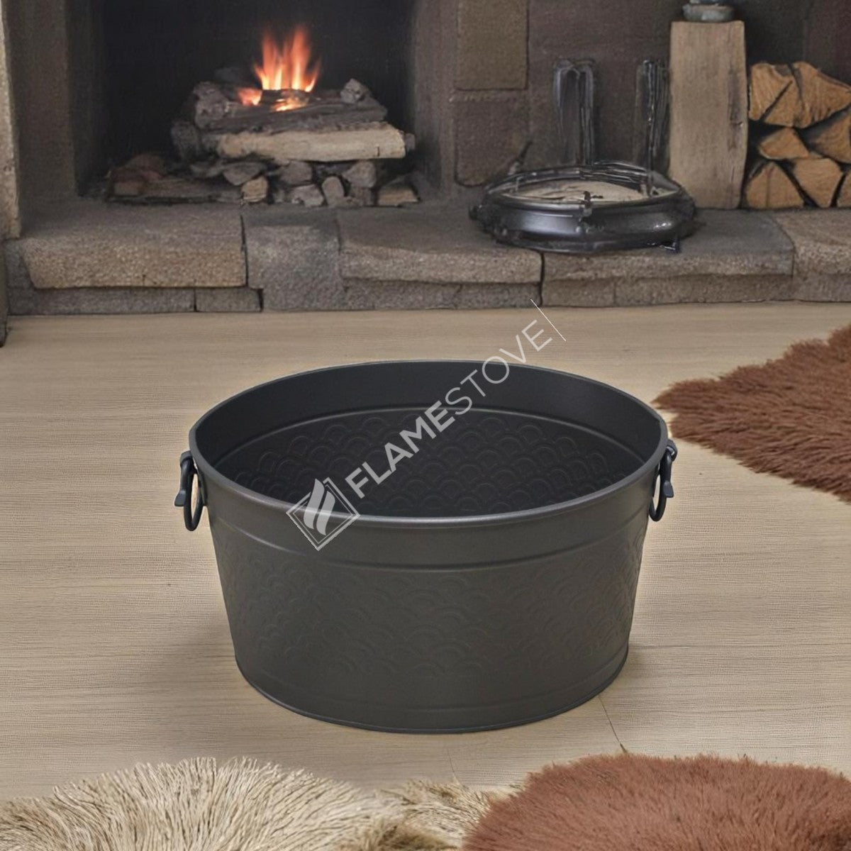 FRS-1353-MAT Fire Stove Mat Siyah Metal Odun Kovası Şömine Aksesuarı