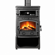 FRS-011YKST Sirius Maxi Style YK Odunluklu Fırınlı 4 Camlı Döküm Soba | Yüksek Verimli Odun & Kömür Sobası, Schott Robax Camlı, Çift Yanmalı, 18.21 kW