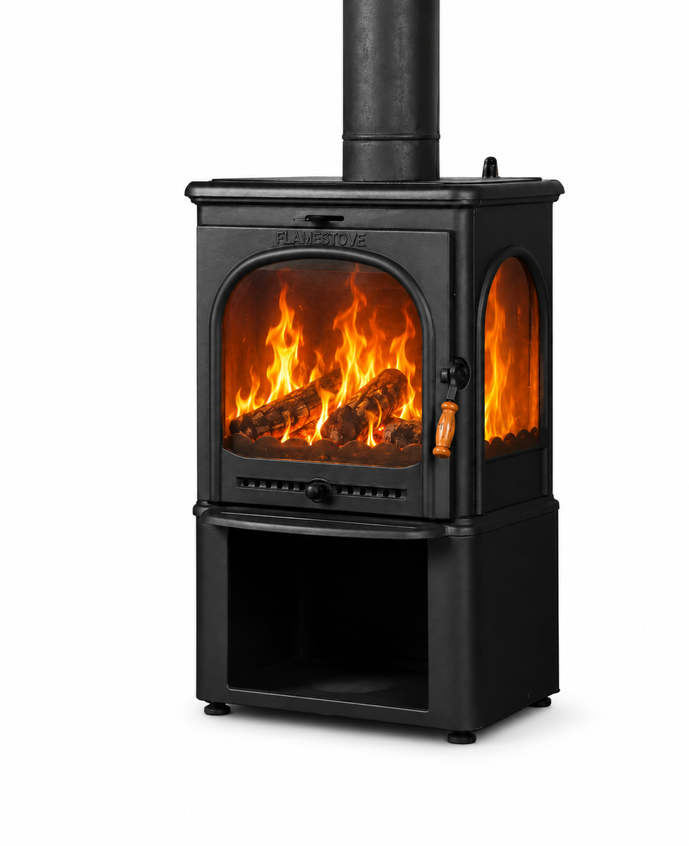 FRS-022ST Fire Stove Modena Lux Style 3 Camlı Yüksek Verimli Odun Kömür Döküm Soba