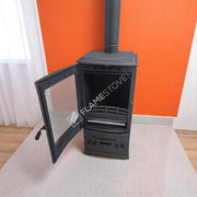 Fire Stove Lodi A++ Çift Yanmalı Çelik Emaye Soba, Döküm İç Hazneli Odunluklu, 5 kW