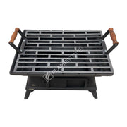 FRS-405 Fire Stove Taşınabilir Ahşap Saplı Kare Döküm Piknik Mangalı - Dayanıklı, Kolay Temizlenebilir