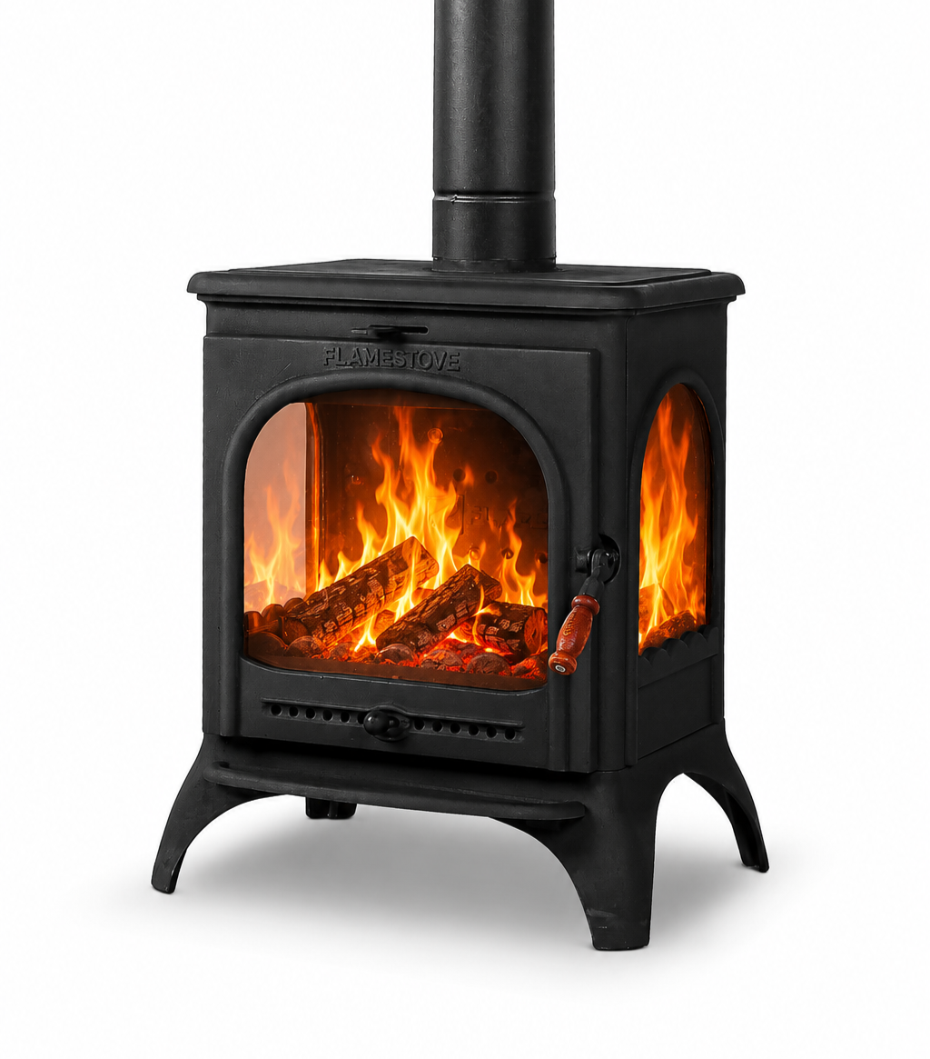 FRS-022 Fire Stove Modena Lux 3 Camlı Döküm Soba: Yüksek Verimli, Kül Boşaltmalı FRS-022