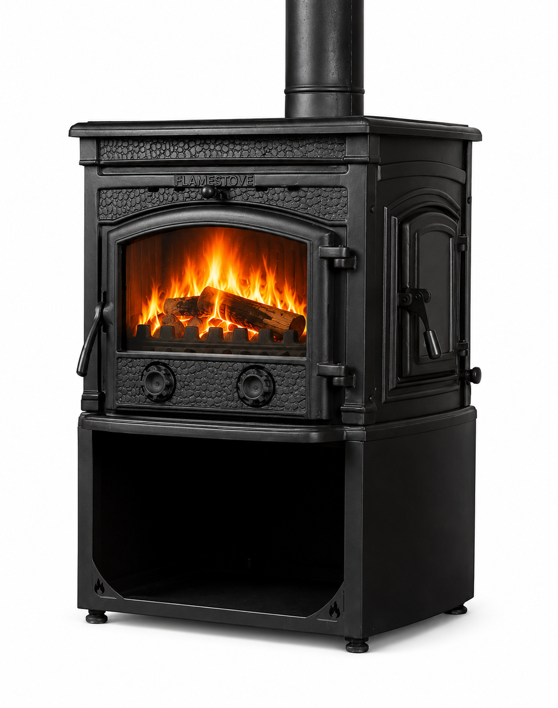 FRS-014YKST Fire Stove Sirius Ultra Yan Kapaklı Odun Hazneli Döküm Soba, Yüksek Verimli Isıtma Çözümü.
