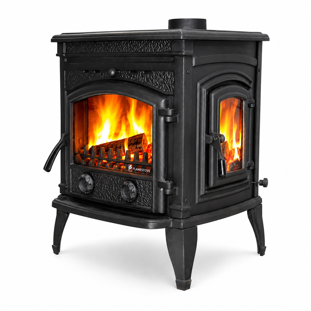 FRS-015YK Fire Stove Sirius Ultra 4 Yan Kapak Döküm Soba: Yüksek Verimli Pik Döküm, Schott Robax Cam FRS-015YK