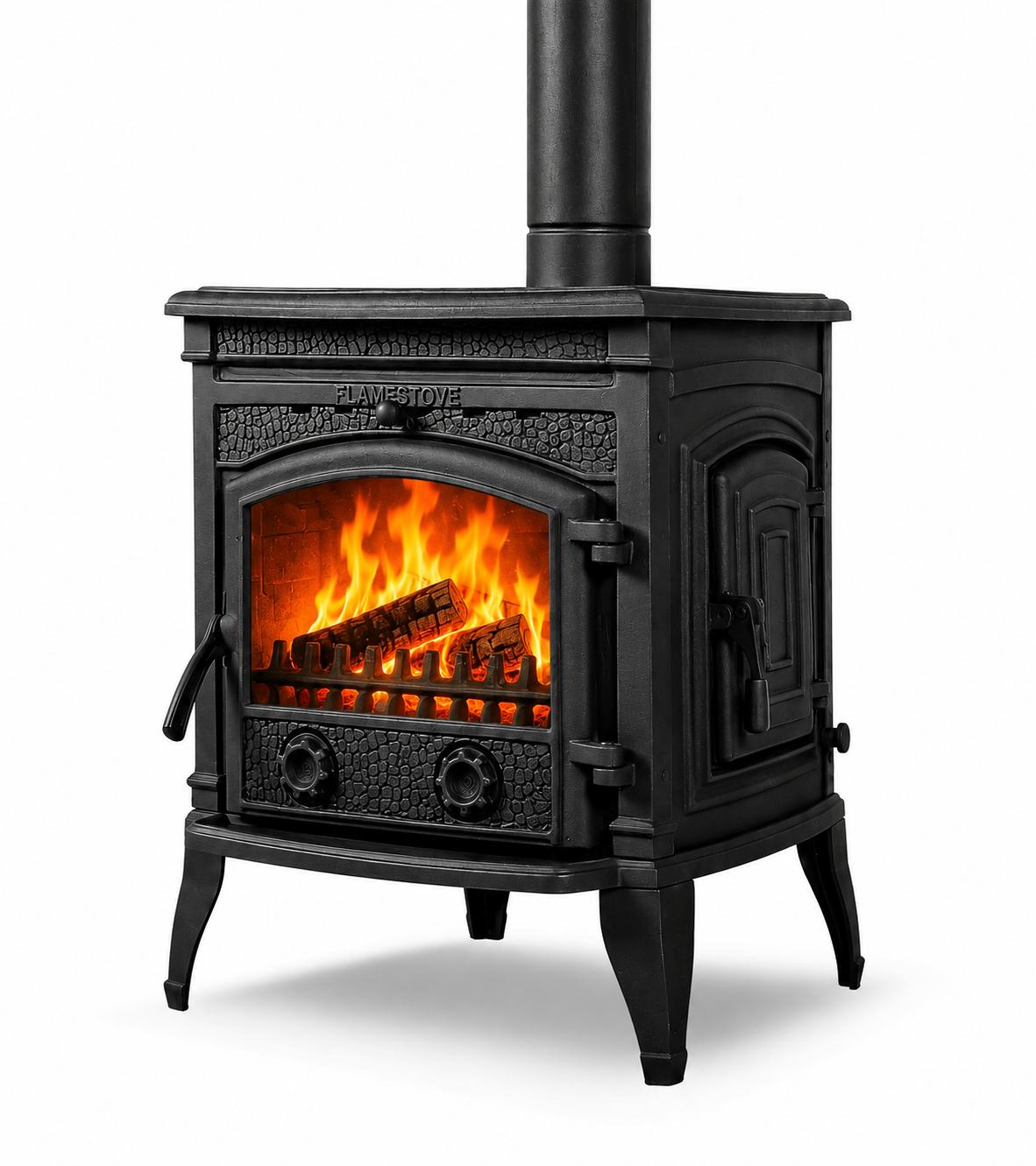 FRS-016YK Fire Stove Sirius Star Yan Kapaklı Döküm Soba: Yüksek Verimli, A Sınıfı Odun Kömür. FRS-16YK