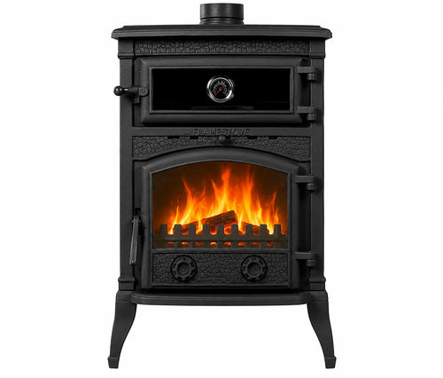FRS-011 Fire Stove Sirius Maxi Fırınlı 3 Camlı Döküm Soba Yüksek Veriml Odun Kömür Sobası