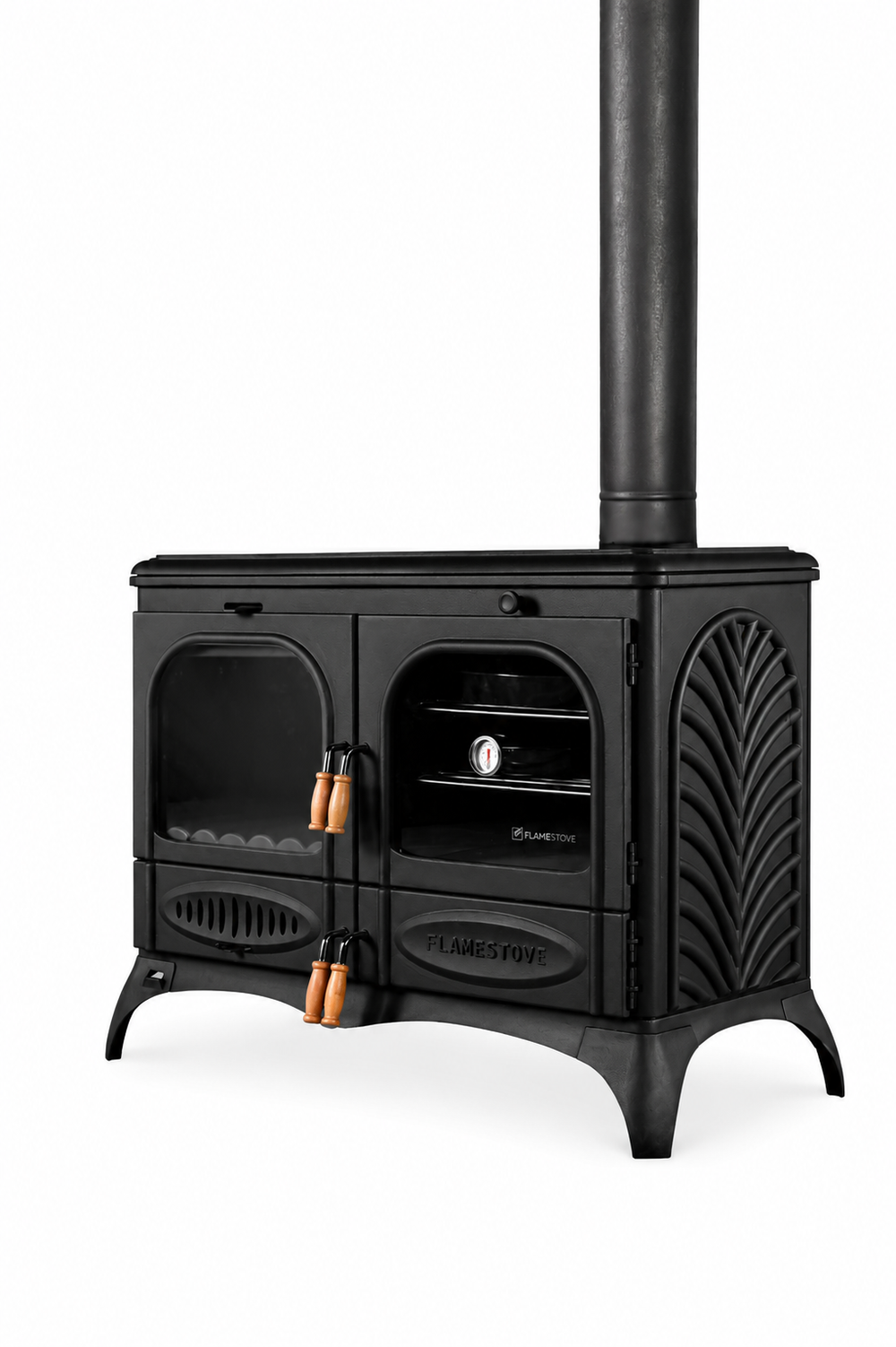FRS-065 Fire Stove Palmiye Yatay 3 Katlı Döküm Kuzineli Soba: Çift Yanmalı