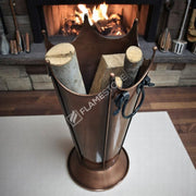 FRS-8192 Fire Stove Paslanmaz Bakır Odunluk, Şık ve Dayanıklı Şömine Odun Kovası, İç/Dış Mekan