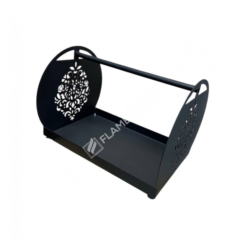 FRS-101B Fire Stove Şık Beşik Tasarım Metal Odunluk - Siyah Mat Şömine Odun Taşıyıcı