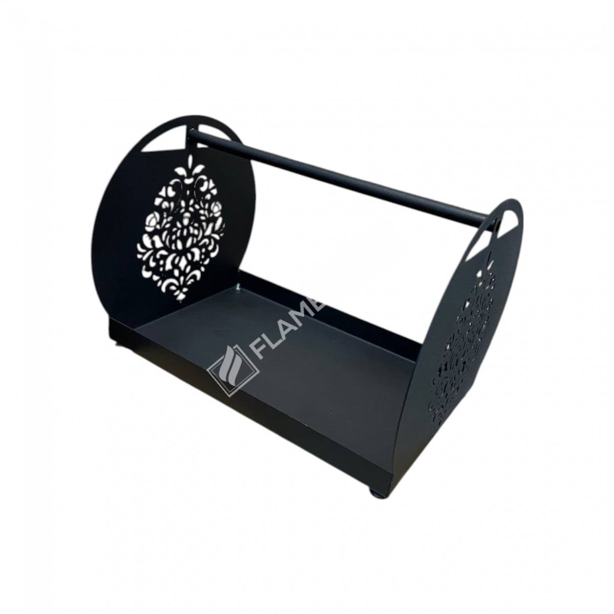 FRS-101B Fire Stove Şık Beşik Tasarım Metal Odunluk - Siyah Mat Şömine Odun Taşıyıcı