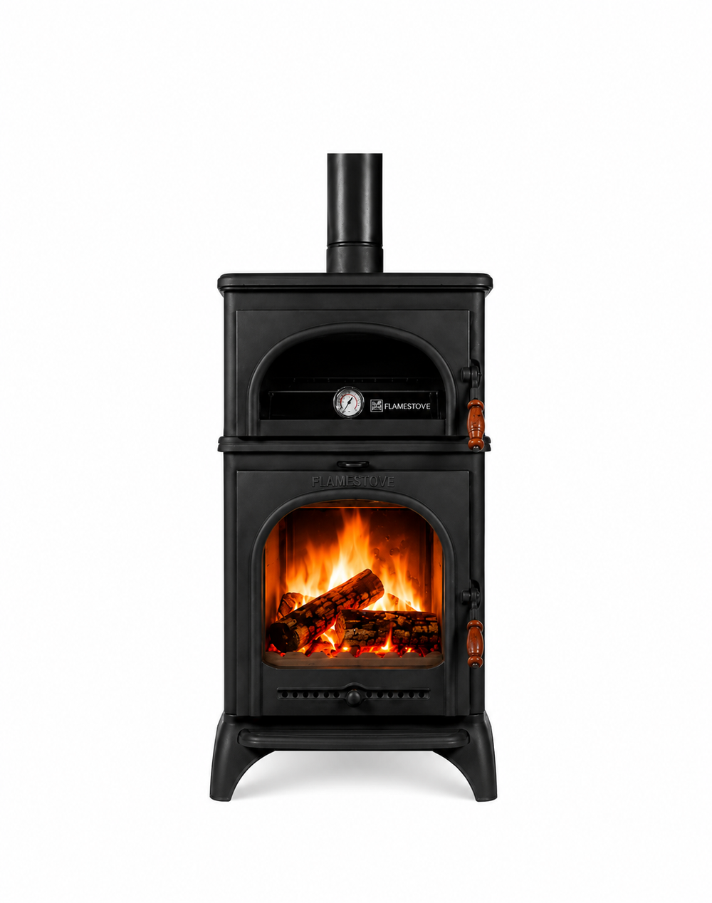 FRS-024 Fire Stove Modena Lux Oven Fırınlı Döküm Soba Yüksek Verimli 3 Camlı Schott Robax