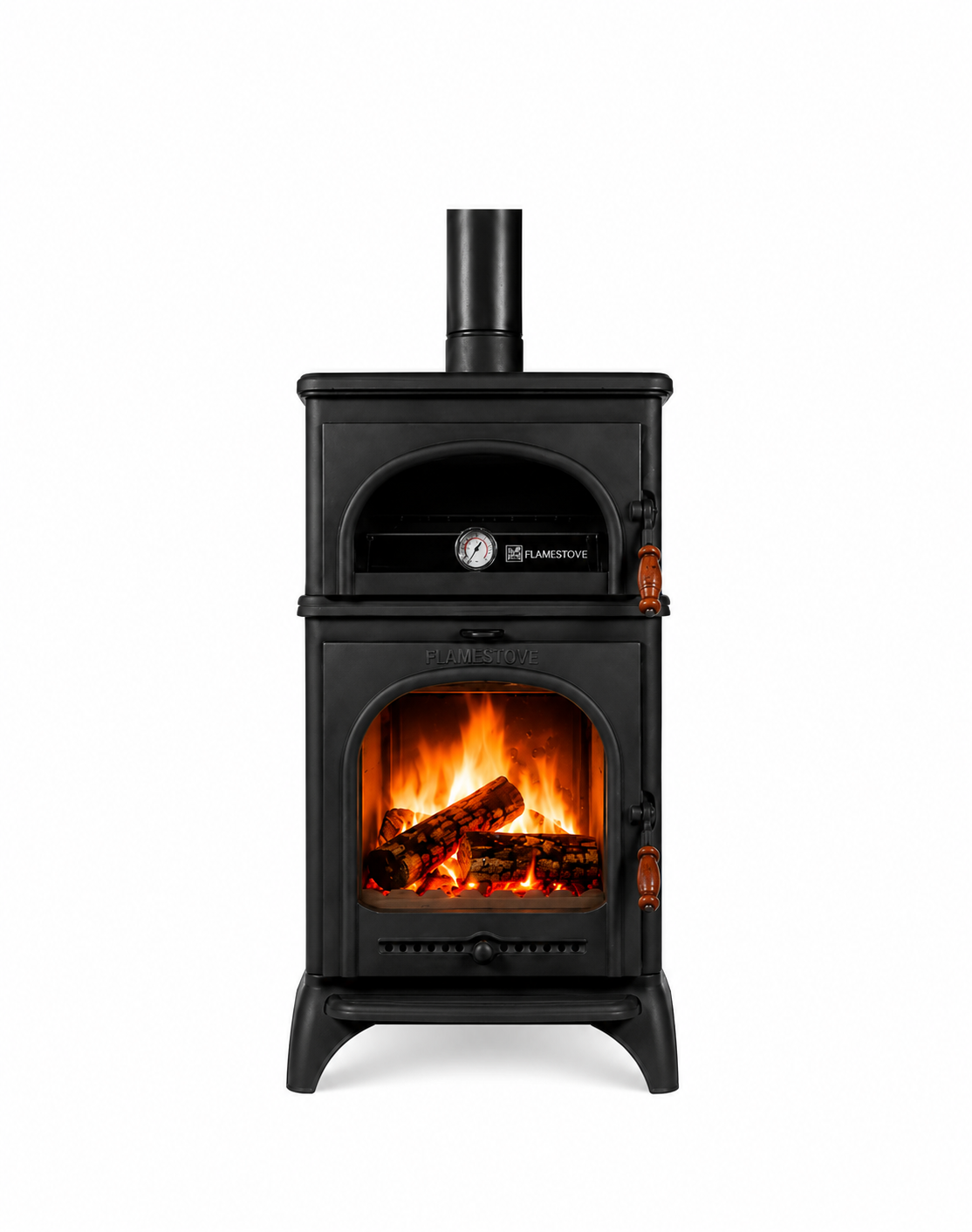 FRS-024 Fire Stove Modena Lux Oven Fırınlı Döküm Soba Yüksek Verimli 3 Camlı Schott Robax
