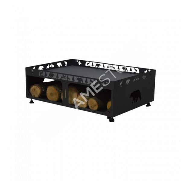 FRS-107D Fire Stove Dayanıklı Orman Desenli Çelik Odunluk Soba Altlığı