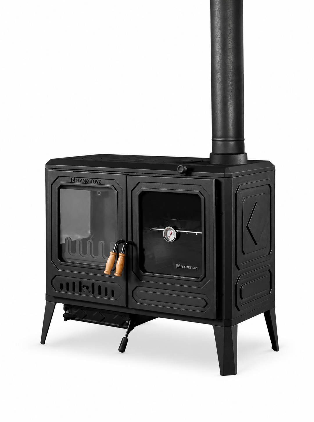FRS-062 Fire Stove Troy Yatay Kuzineli Çift Fırınlı Döküm Soba | Yüksek Verimli Odun Kömür Sobası.