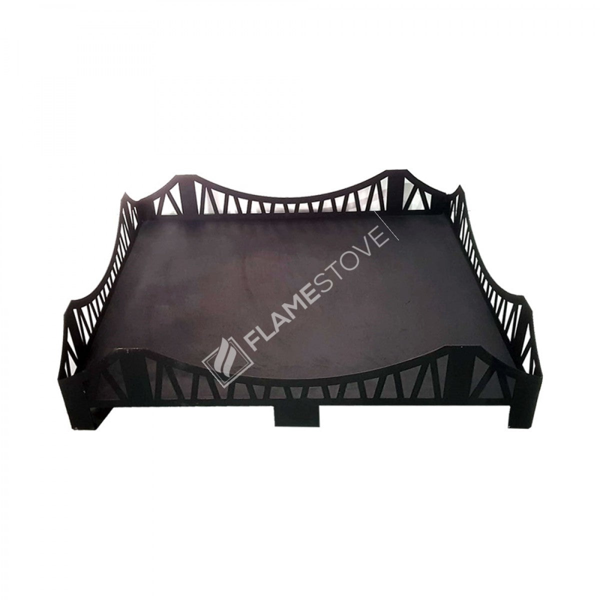 FRS-104KP Fire Stove 60x60cm Köprü Desenli Lazer Kesim Çelik Soba Yer Koruyucu Altlık