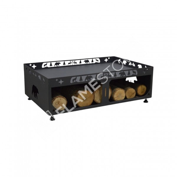 FRS-107D Fire Stove Dayanıklı Orman Desenli Çelik Odunluk Soba Altlığı