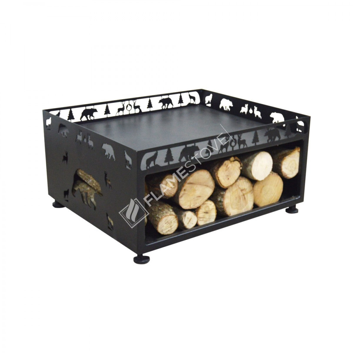 FRS-106O Fire Stove Orman Desenli Odun Hazneli Soba Altlığı