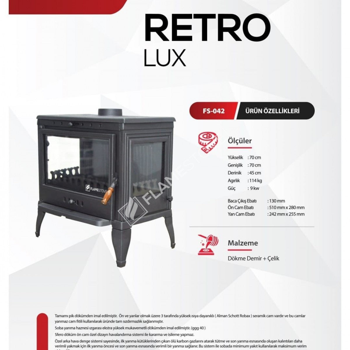 Retro Lux Yüksek Verimli Döküm Odun Kömür Sobası Çift Yanmalı