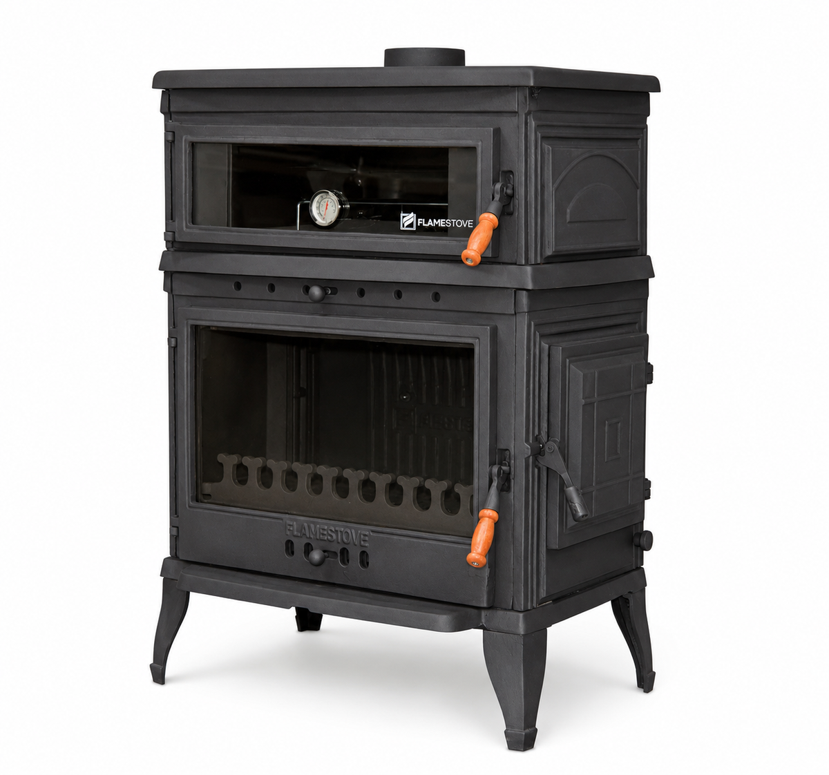 FRS-044YK Fire Stove Retro Fırınlı Döküm Soba, Odun Kömür Sobası, Termostatlı, 13 kW