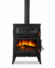FRS-045YK Fire Stove Retro Lux Emaye Fırınlı Döküm Odun Kömür Sobası Yan Kapaklı Yüksek Verimli.