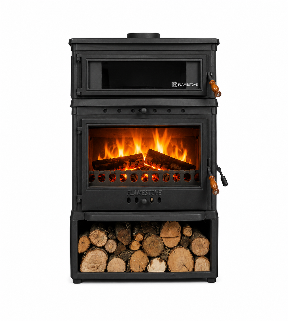 FRS-045YKST Fire Stove Retro Lux Yüksek Verimli Döküm Soba: Fırınlı, Odun-Kömür yakıtlı soba