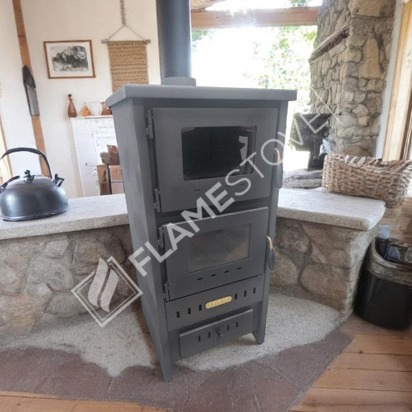Fire Stove S3 - Çelik Fırınlı Soba: Ateş Tuğlalı, Robax Camlı, 9kW Verimli