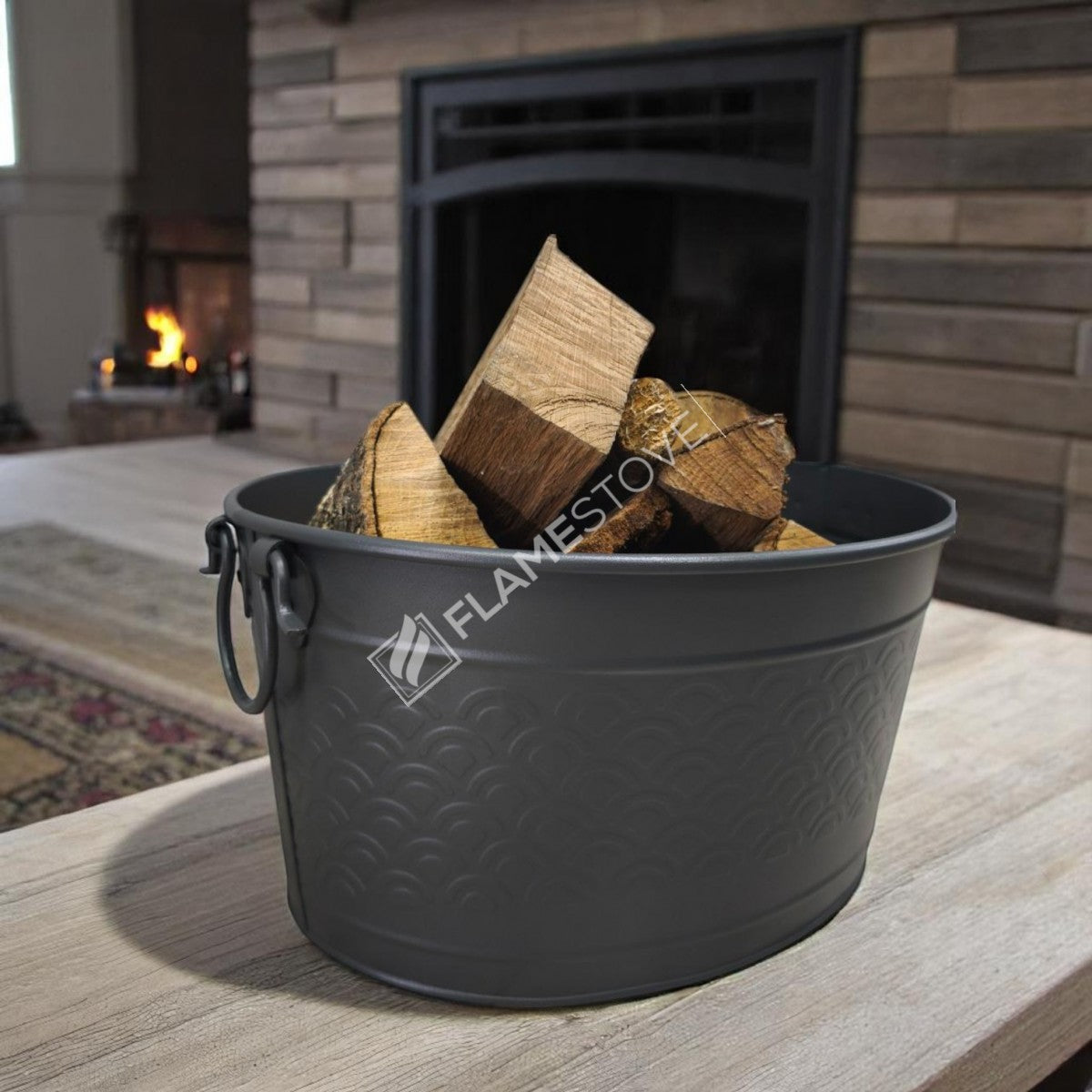 Fire Stove FRS-1353 Mat Siyah Metal Odun Kovası Şömine Aksesuarı