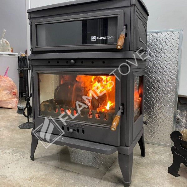 Fire Stove Retro Lux Yüksek Verimli Çift Yanmalı Odun Kömür Sobası Fırınlı Döküm