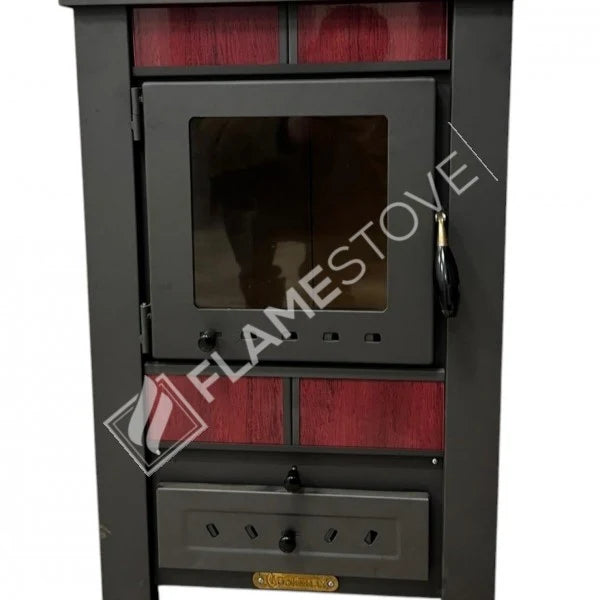 Fire Stove S1 - Çelik Yüksek Verimli Katı Yakıt Sobası, Ateş Tuğlalı, Schott Robax Camlı