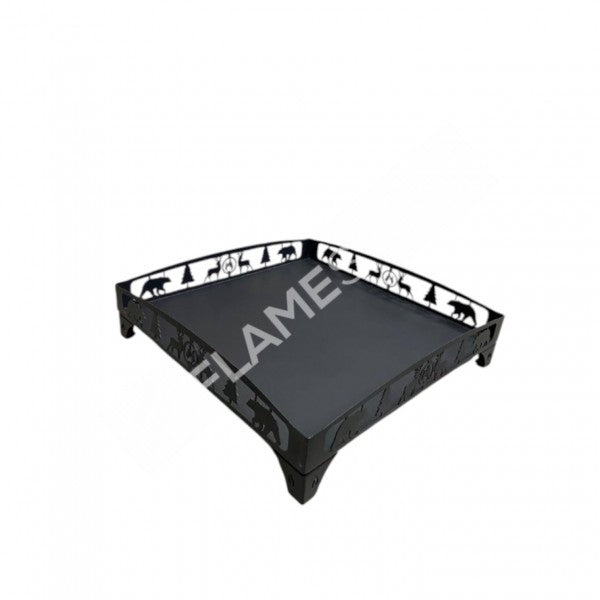 FRS-108O Fire Stove Lazer Kesim Orman Desenli 50x50 cm Çelik Soba Altlığı,