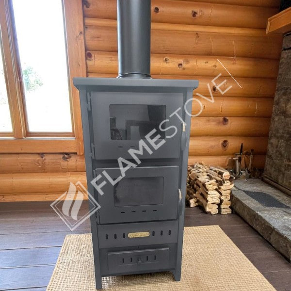 Fire Stove S3 - Çelik Fırınlı Soba: Ateş Tuğlalı, Robax Camlı, 9kW Verimli