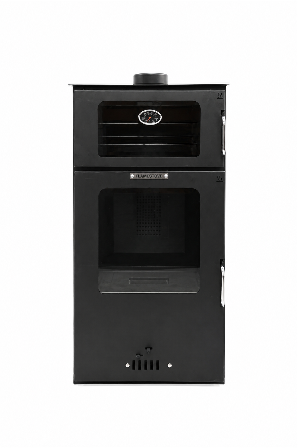 FRS-294 Hybrid Lüx Gurme Çelik Soba | 3 Camlı | 2 Kat Fırın | Pelet ve Odun Yakıtlı