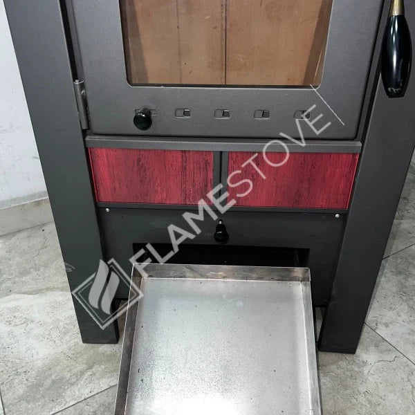 Fire Stove S1 - Çelik Yüksek Verimli Katı Yakıt Sobası, Ateş Tuğlalı, Schott Robax Camlı