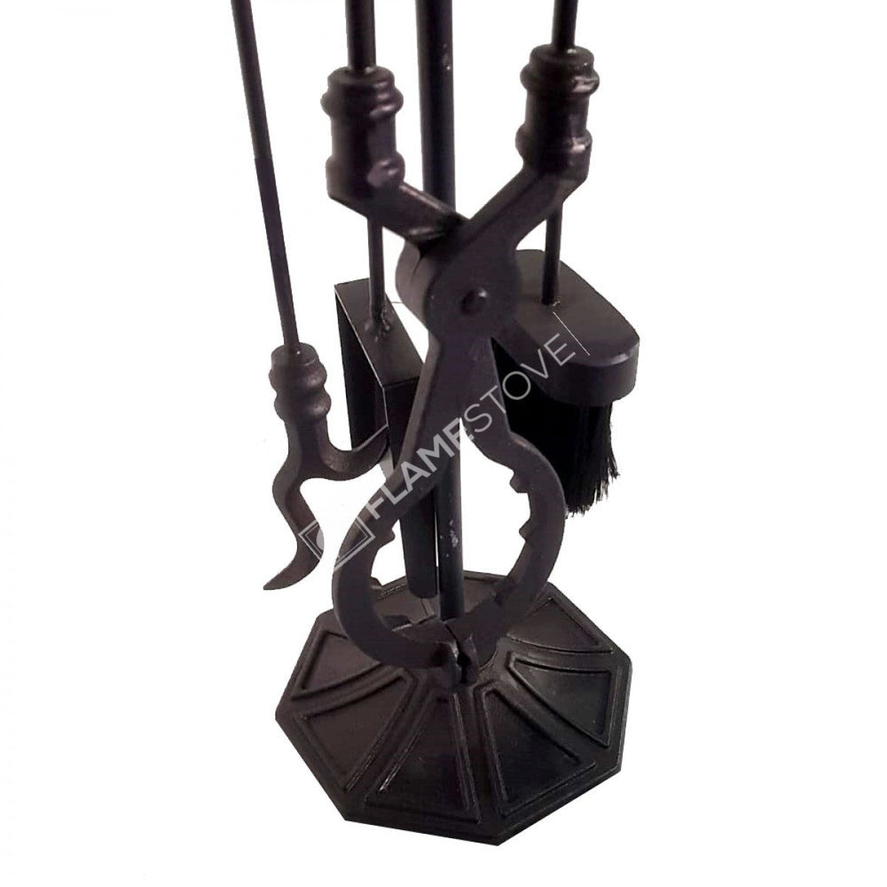 FRS-103Y Fire Stove Yuvarlak Başlı Ergonomik Pik Döküm Soba Maşa Takımı 4'lü Set