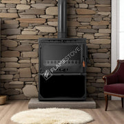 Retro Lux YK Stil Döküm Soba, Yan Kapaklı, Odunluklu, 3 Camlı, 10 kW