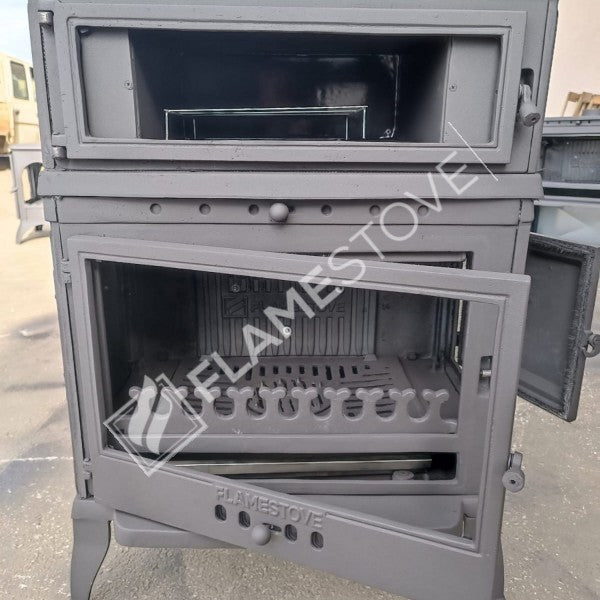 Retro Fırınlı Döküm Soba, Yüksek Verimli Odun Kömür Sobası, Termostatlı, 13 kW