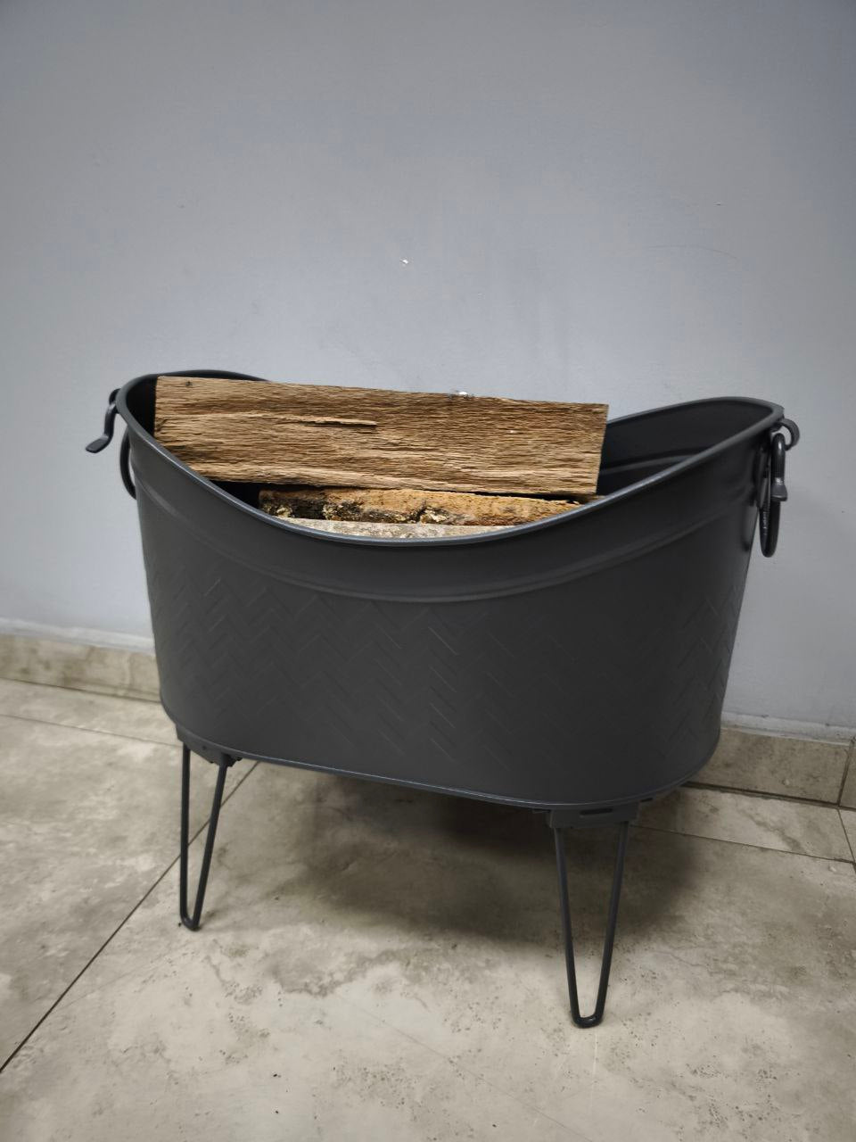 FRS-14910 Fire Stove Siyah Yüksek Ayaklı Odun Kovası