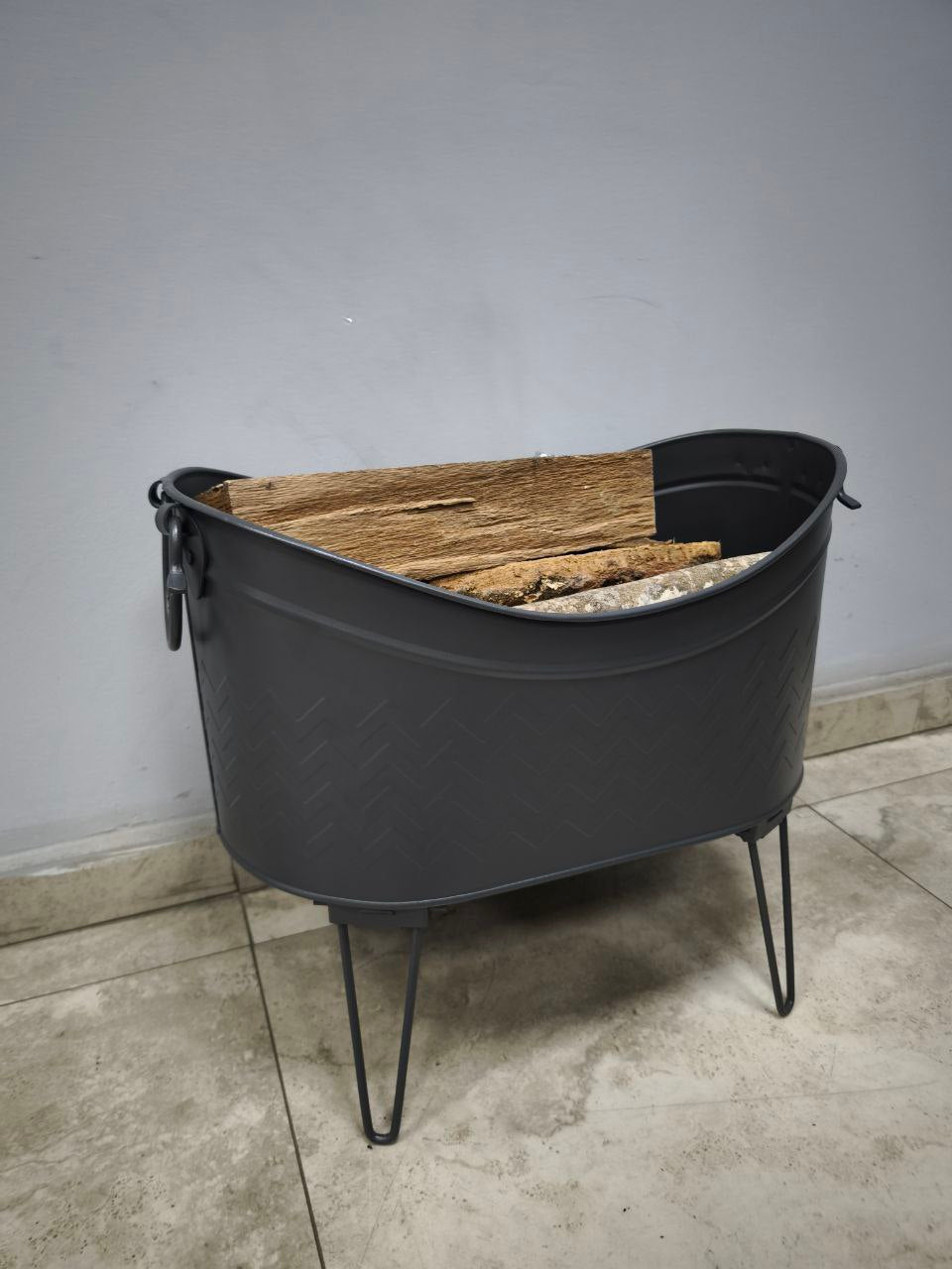 FRS-14910 Fire Stove Siyah Yüksek Ayaklı Odun Kovası