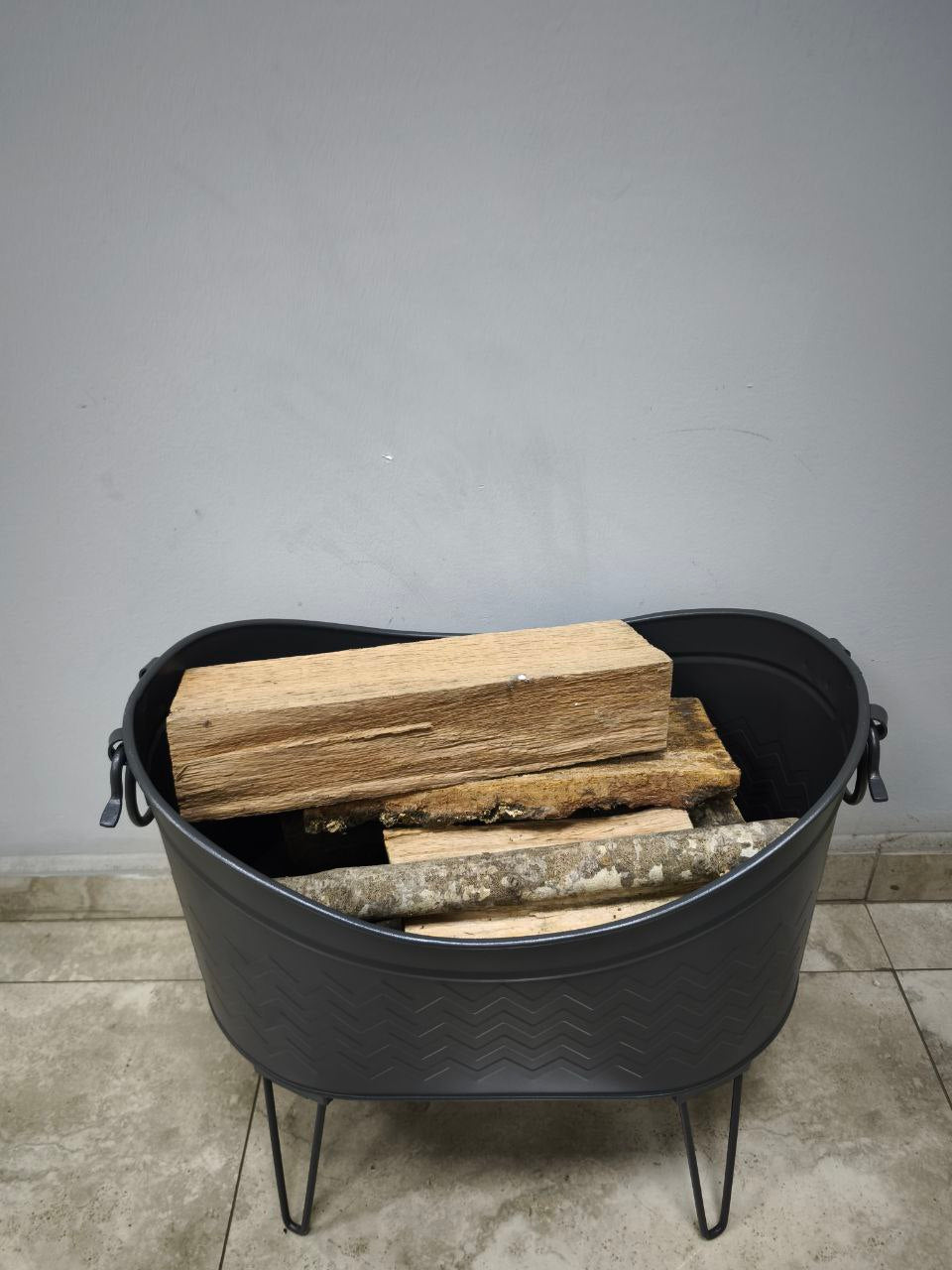 FRS-14910 Fire Stove Siyah Yüksek Ayaklı Odun Kovası