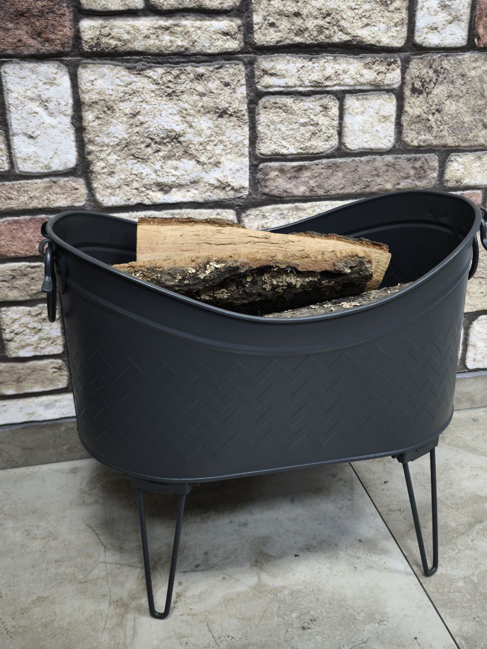 FRS-14910 Fire Stove Siyah Yüksek Ayaklı Odun Kovası