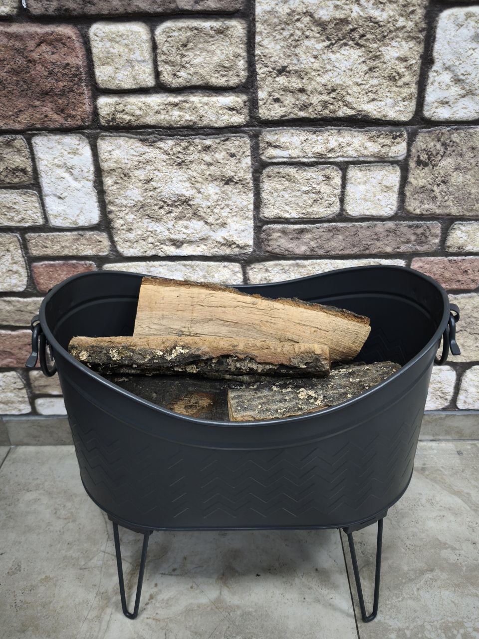 FRS-14910 Fire Stove Siyah Yüksek Ayaklı Odun Kovası