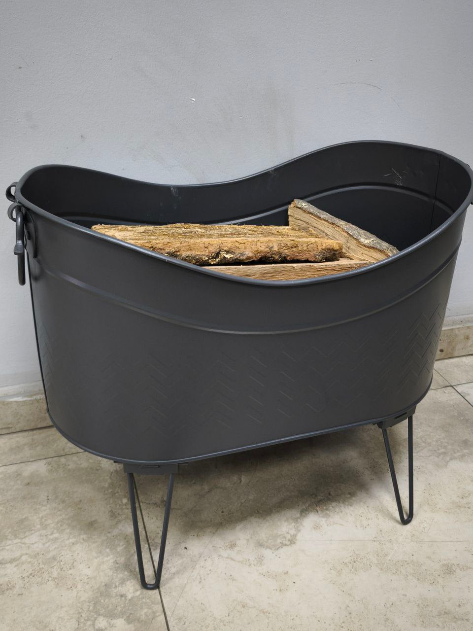FRS-14920 Fire Stove Siyah Yüksek Ayaklı Odun Kovası