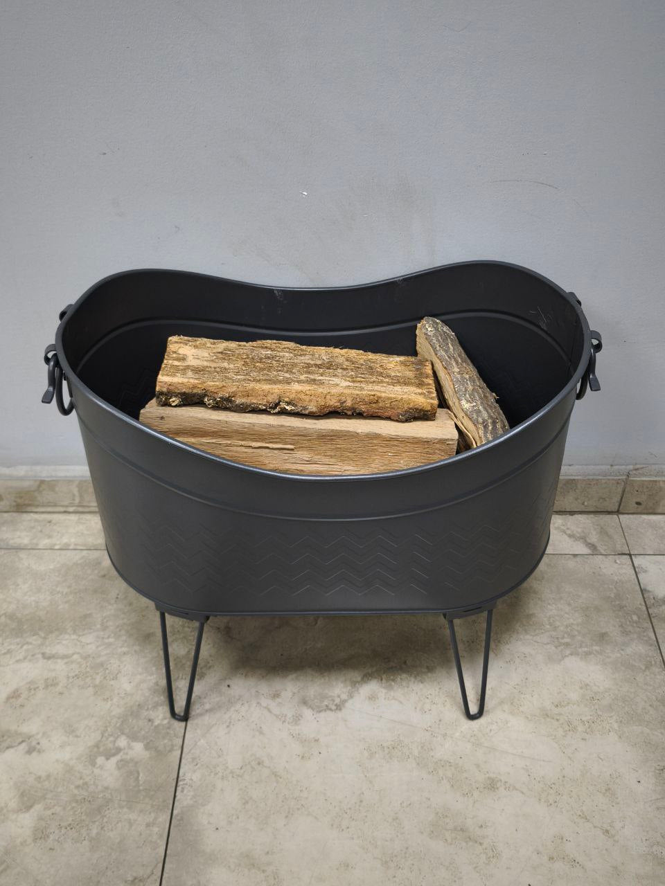 FRS-14920 Fire Stove Siyah Yüksek Ayaklı Odun Kovası