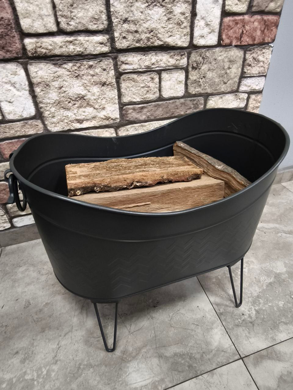 FRS-14920 Fire Stove Siyah Yüksek Ayaklı Odun Kovası